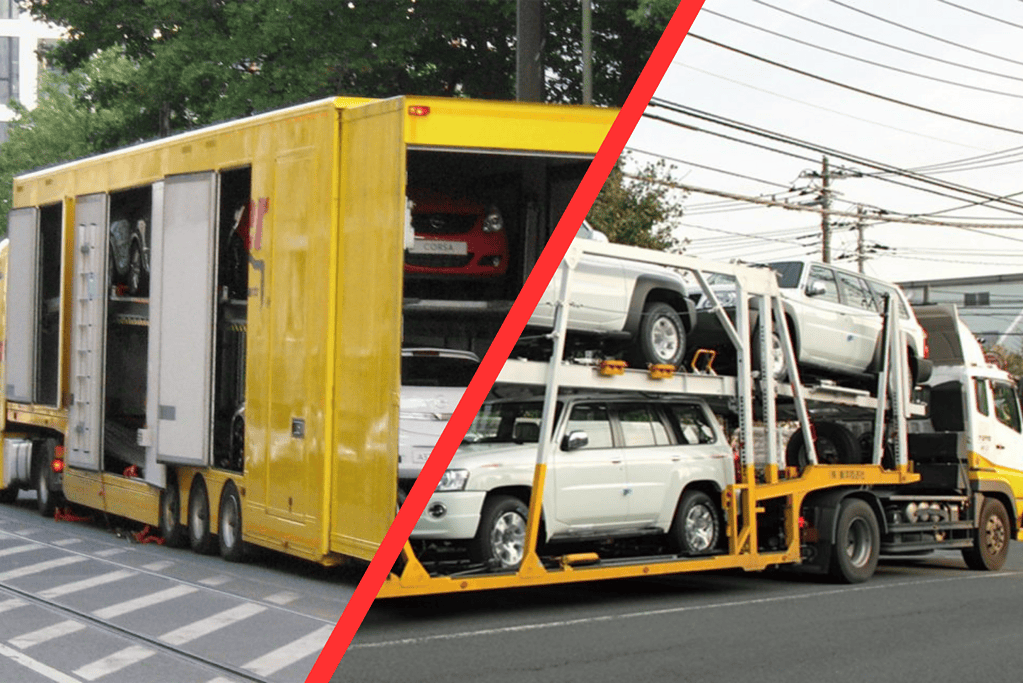 Comparison of enclosed and open car trailers for auto transport services.