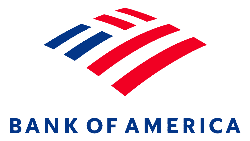 Bank of America logo with red and blue stripes for auto shipping services.