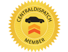 Central Dispatch member badge with car icon and arrows for auto shipping.